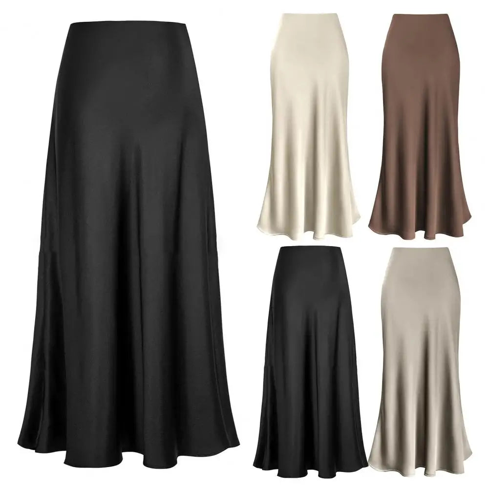 Maxi Elegant Faux Silk Satin Skirt