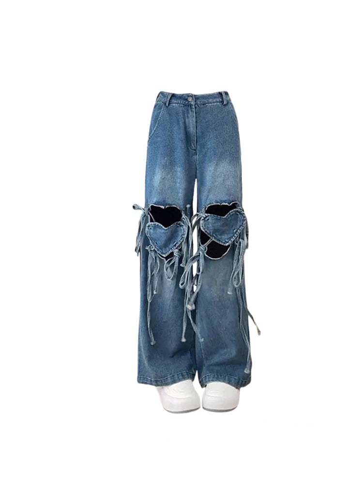 Women's Y2k Hollow Heart Jeans