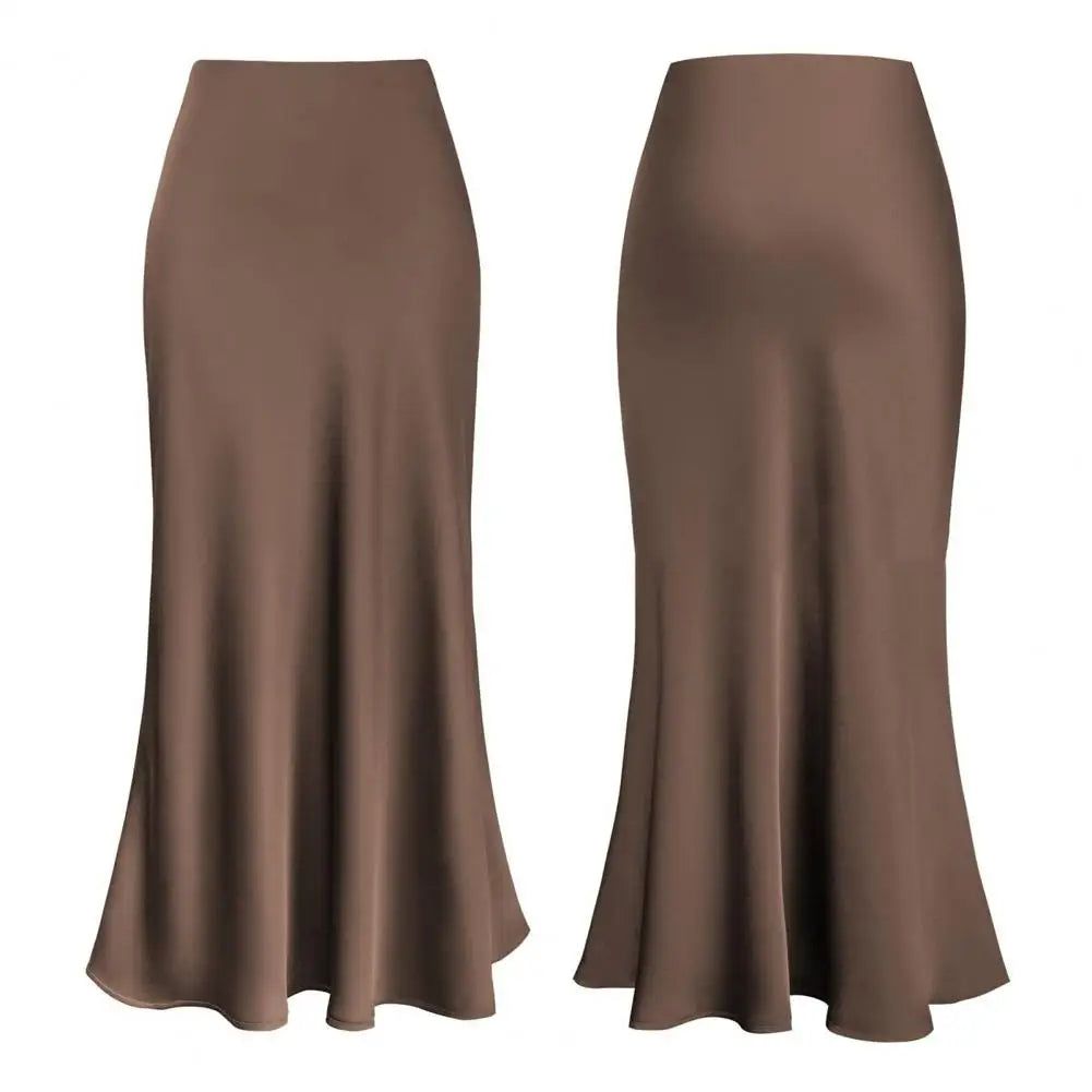 Maxi Elegant Faux Silk Satin Skirt