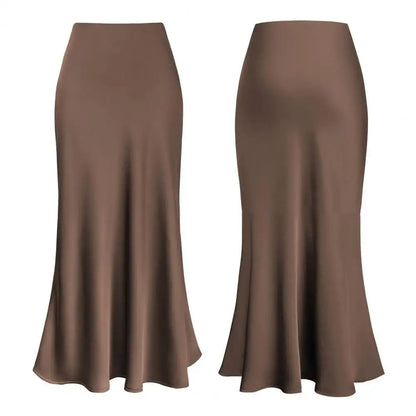 Maxi Elegant Faux Silk Satin Skirt